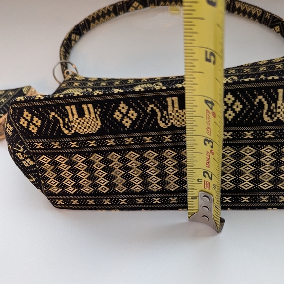 Elegant Black & Gold Elephant & Diamond Patternex Hard Shell Bag/Purse - Picture 6 of 11